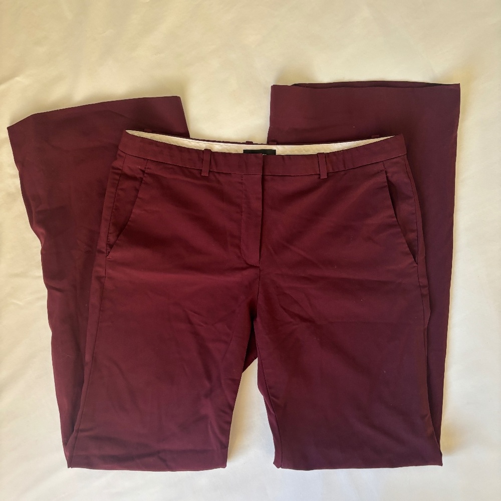 theory burgundy demitria wide leg trouser